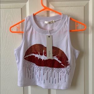 Millau White Lips Sparkle Crop Top size Small